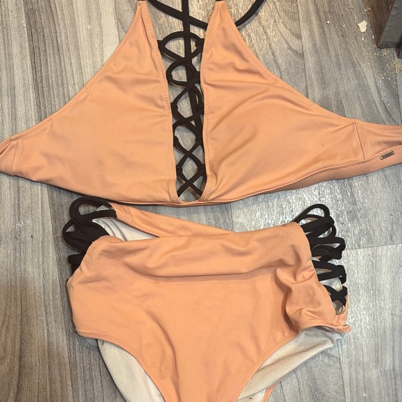Victoria's Secret Other - Victoria's Secret Peach and Black Bikini Set